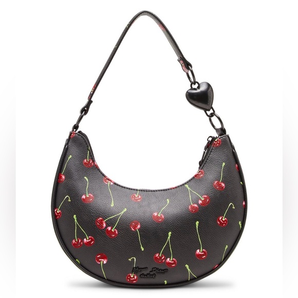 🖤🍒 Betsey Johnson Cherry On-Top Shoulder Bag with cute Cherry bag charm🍒🖤NWT - Picture 6 of 17